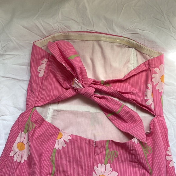 Lily Pulitzer Daisy pattern pink strapless dress - Picture 3 of 6
